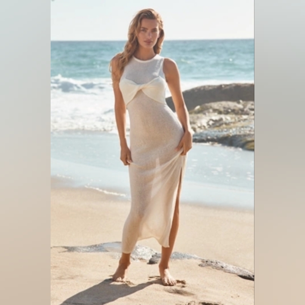 Anthropologie Sunday in Brooklyn Twist-Front Maxi Dress Off White
